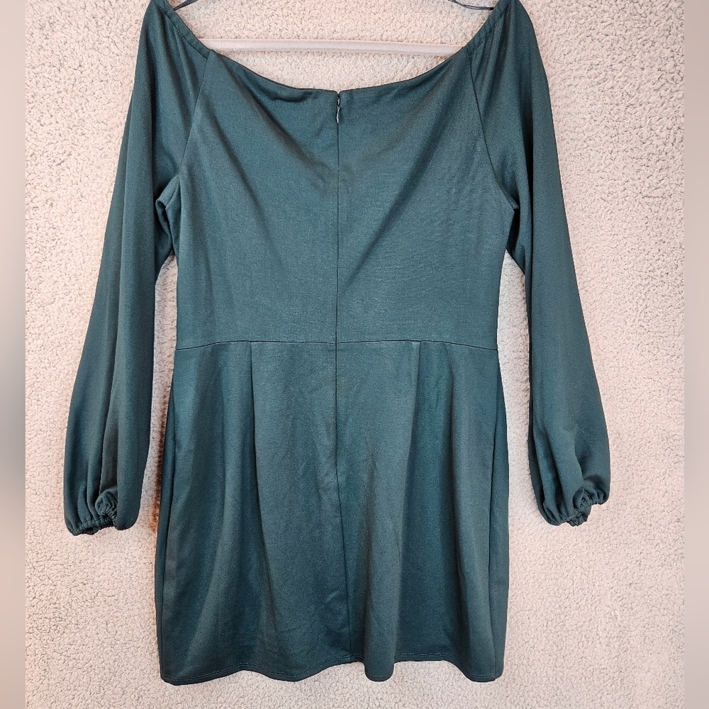 Dress The Population Womens Esperanza Emerald Green Mini Dress Sz XL Long Sleeve - Picture 6 of 14
